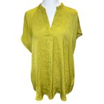 Maison D'Amelie Paris Lime Green Faux Silk Short Sleeve Top L Large Lightweight Photo 1