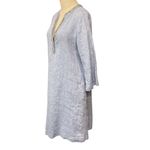 Chico's Embellished Beaded 100% Linen Dress Blue Size 0 US 4 Boho Coastal Photo 6
