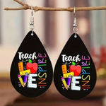 Water Drop Shaped Wooden Dangle Earrings Photo 0