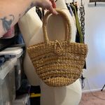 Handmade Vintage Natural Fiber Woven Weaved Top Handle Tote Bag Tan Photo 2