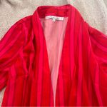 Lovers + Friends  pink red wide stripe satin silky long duster cardigan Photo 1
