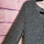 Helmut Lang  100% LINEN KNIT MARLED NAVY TAN HI LOW V NECK TUNIC SWEATER SMALL Photo 3