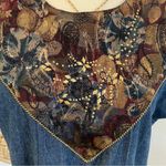 Vintage City Girl Sport Denim Blouse Beaded Tapestry Western Boho Top L Blue Size L Photo 4