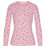 SKIMS  Soft Lounge Cherry Blossom Print Long Sleeve Ribbed Henley Size Small Photo 0