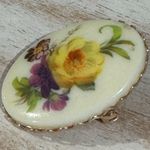 Vintage Estate Womens Glass Floral Brooch Pin Statement Piece Metal Back 1.7” White Photo 3