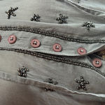 Johnny Was  Pete & Greta 100% Cotton Gray Bead Crystal Button Down Top Size S Photo 5