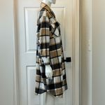 Warm Plaid Long Sleeve Flannel Dress Polyester Thick Material Brown Black Size L Size L Photo 2