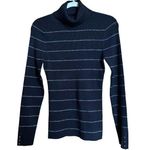 White House | Black Market  Sweater Medium Gold Lurex Stripe Turtleneck Pullover Photo 0