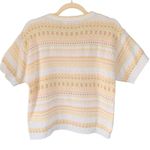 80s VTG L.L. Bean Cotton Knit Top Short Sleeve Striped‎ Pastel Sweater Size S Yellow Photo 1
