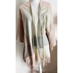 Woolrich  • Cream Grey Pink Plaid Cozy Blanket Wrap Photo 4