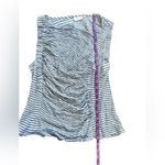 Deletta  Blue and White Striped Tank Top Cotton Linen Blend Large Photo 2