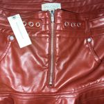 Anthropologie NWT PILCRO Fit-and-Flare Faux Leather Mini Skirt Wine Moto 12 Photo 4