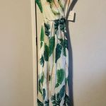 Davi & Dani White Green and Pink Floral Dress Romper Deep V Tie Back Cut Out Style Size L Photo 0