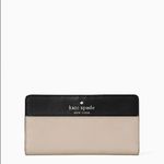 Kate Spade  Saffiano Leather Wallet Black Beige Snap Closure NWT Photo 1