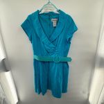 Danny & Nicole Y2K Women's 16 Turquoise Belted Dress 60s Mod Retro Vintage Photo 4