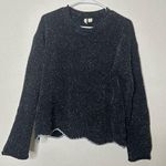 Anthropologie Moth Shimmer Black Crew Neck Knit Sweater Small Photo 0