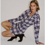 ZARA  Women’s Plaid Flannel Button Front Shirt Mini‎ Dress Medium Photo 0