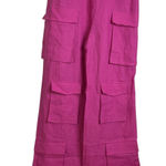 Selma Cilek Linen Cargo Pants Womens Medium Tall Hot Pink Pockets Handmade 34.5" Photo 0