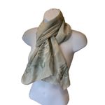 Liz Claiborne Scarf Silk Soft Green Floral Rose Design 17x 56" Vintage EUC Photo 14