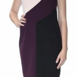 Calvin Klein Pink Purple Colorblock Stretch Crepe Sleeveless Sheath Dress 10 Photo 0