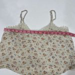 American Eagle  Lace Trim Floral Cami Tank Top Cream Size M Photo 6