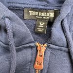 True Religion  Blue Rose Gold Crystal Box Boyfriend Zip Hoodie Sweatshirt Size M Photo 1