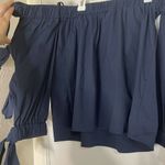 Milly  Blythe off shoulder navy bow sleeve blouse top size Small Photo 1