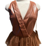 Sunday in Brooklyn Faux Leather Top With Peplum Tulle Hem Size Small NWT Photo 0