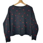Earl Jeans Gray Cropped Sweatshirt Red Kisses Large Photo 0