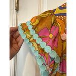 Celia B Lobelia Dress XS Multicolor Floral Midi Pom Pom Trim Boho Orange Photo 8