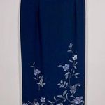 Alfred Dunner Vintage Navy Blue Floral Print Stretch Maxi Skirt Women Size 14 Photo 0