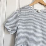 Lintico Morgan 100% Linen Striped Short Sleeve Midi Dress Boho Lagenlook Size S Blue Photo 10