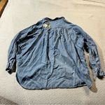 ZARA Denim Floral Embroidery Button Down Relaxed Fit Blouse Size XSMALL EUC Photo 4