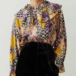 Hofmann Copenhagen May Blouse Patchwork Ruffles Abstract Pattern Geometric sz M Photo 1