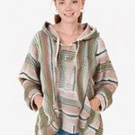 Earth Ragz Women Size Medium Pink Geometric Baja Style Hippie Hoodie W/ Pockets Photo 0