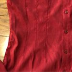 Worthington Red Faux Suede Button Down Women's Shirt Medium EUC Photo 1