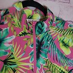 Tommy Bahama  GOLF UPF 50 NEON PINK BOTANICAL HAWAIIAN LEAF PRINT LONG SLEEVE M Photo 2