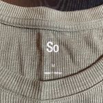 SO  Olive Green Ribbed Twist Front Tunic Tee Shirt Top Medium Photo 1