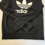 Adidas  Womens Sweatshirt Size XS Crewneck Black White Adicolor Trefoil Oversized Photo 2
