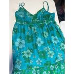 Guess  Jeans Maxi Dress‎ L Floral Green Blue Sleeveless Tiered Summer Photo 7