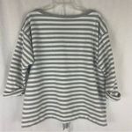 Anne Klein Gray & White Striped Top Button Shoulders Drawstring Hem Size 1X Photo 3