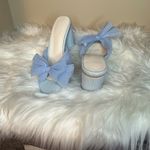 Blue Mules with Decorative Bow Size 6 Photo 5
