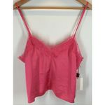 Nordstrom Open Edit  NWT XS Pink Cropped Eyelash Lace Trim Cami Tank Top Blouse Photo 3