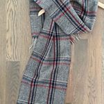 Anthropologie Vintage Real Shetland 100% Wool Scarf Grey with Red, Blue, Beige 77"l x 11.25"w Photo 2