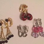 Trifari Lot Of 4 Costume Earrings Vintage Clip On Avon Sarah Cov  Cloisonné Photo 0