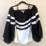 TOV Holy black & white off shoulder balloon sleeve blouse EU Sz 38 US Medium Photo 13