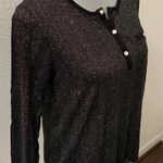 Chaser Black Silver Sparkle Henley Top Shirt Long Sleeve Medium New Drawstring Photo 3