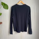 Vince  Waffle Thermal Navy Blue Prima Cotton Long Sleeve Top Size Small Photo 5