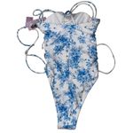 Wild Fable Women's XXS Blue Floral One Piece Swimsuit Halter Neck Photo 1