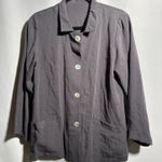 Fridaze Linen Redefined Button Front Jacket Gray XS Mother of Pearl Lagenlook Photo 0